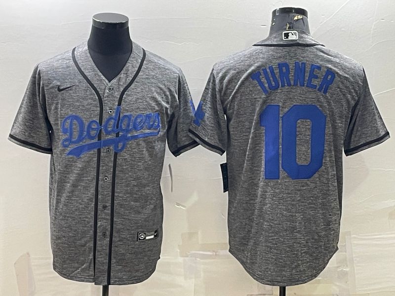 Men Los Angeles Dodgers #10 Turner Grey hemp ash 2022 Nike MLB Jerseys->charlotte hornets->NBA Jersey